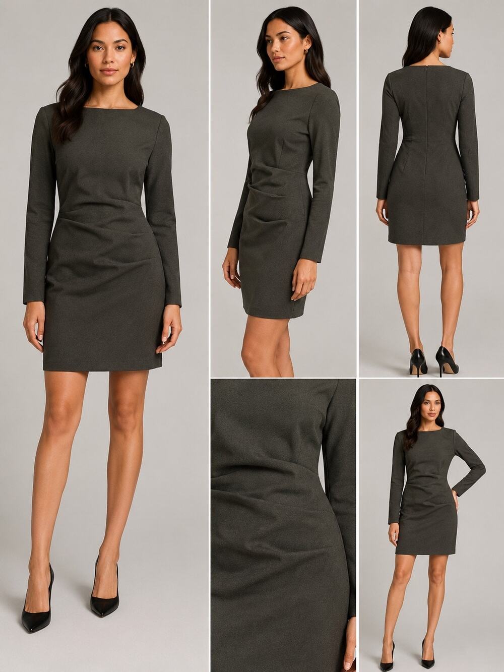 Nicole Miller Artelier Bow Waist Sheath Dress Petite Gray Cocktail Dress